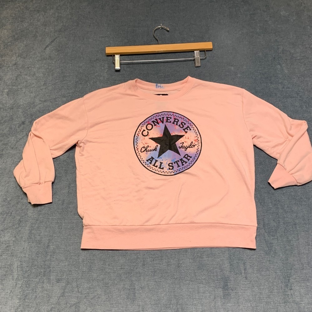 Converse Chuck Taylor All Star Sweatshirt Girls Large 12-13 Pink Fleece Lined